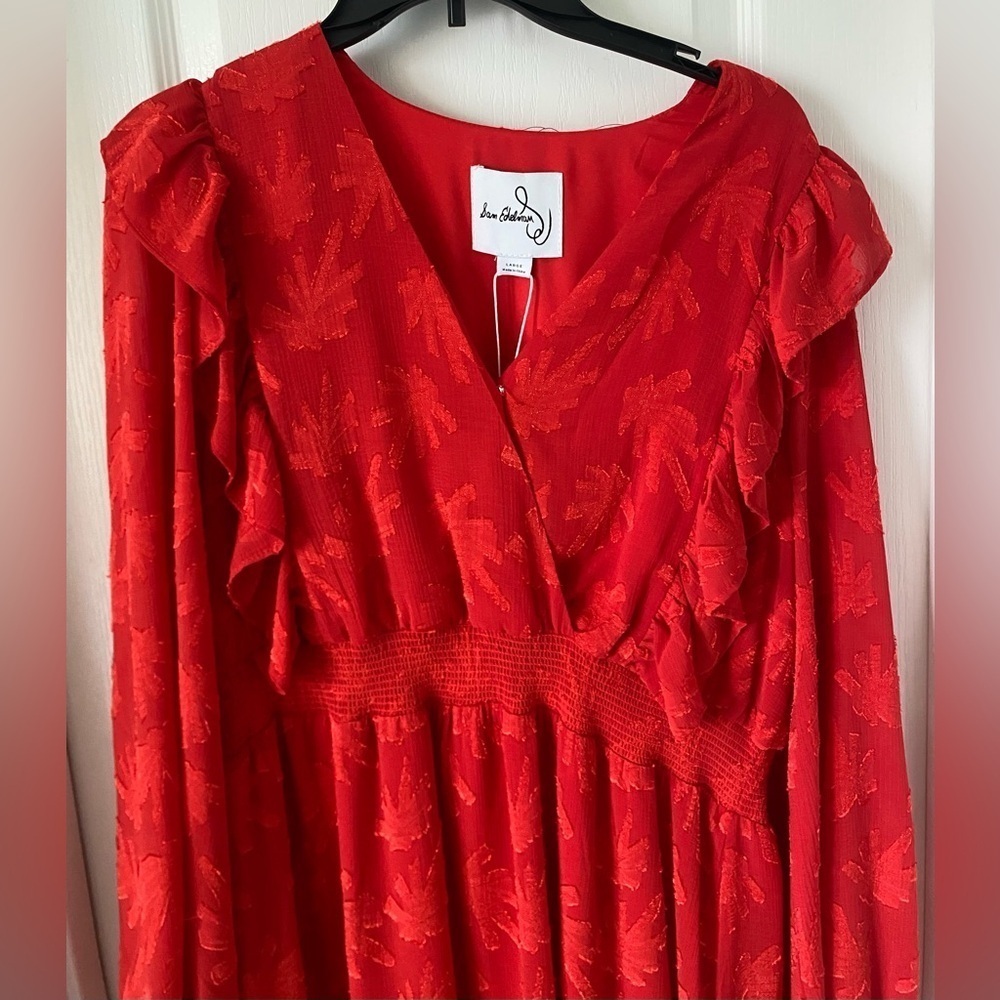 Red Long Sleeve Ruffle Dress size-Large - Picture 3 of 9
